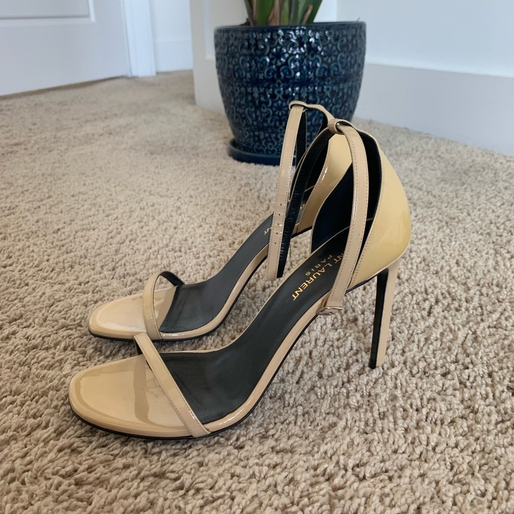 SAINT LAURENT Jane Heel Sandal Nude Size 38.5 - Picture 2 of 7
